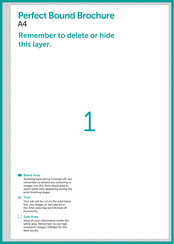 Brochures & Booklets: Perfect Bound Brochure – A4 artwork template preview
