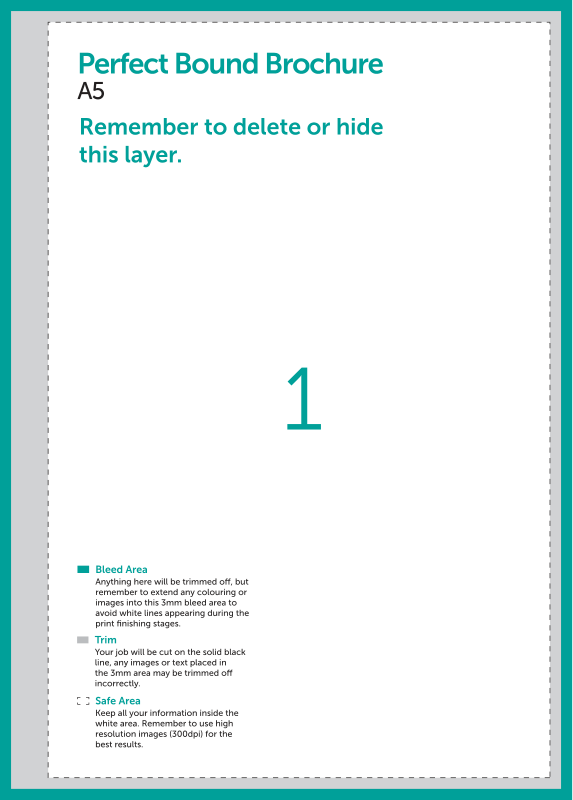 Brochures & Booklets: Perfect Bound Brochure – A5 artwork template preview