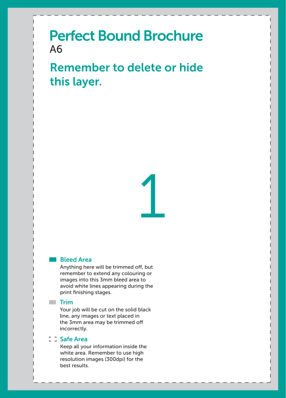 Brochures & Booklets: Perfect Bound Brochure – A6 artwork template preview