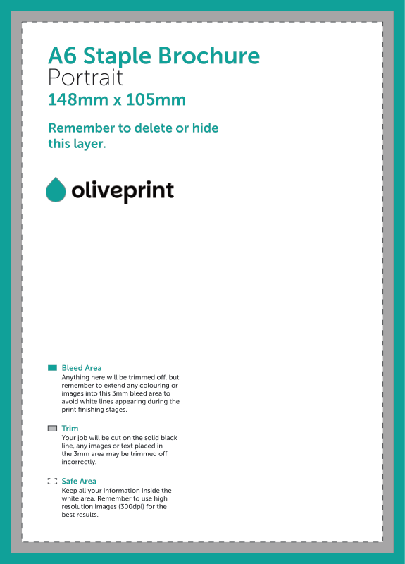 Brochures & Booklets: Stapled Brochure – A6 artwork template preview