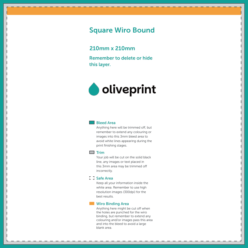 Brochures & Booklets: Wiro Bound Brochure – 210 x 210 / Top Edge Bind artwork template preview