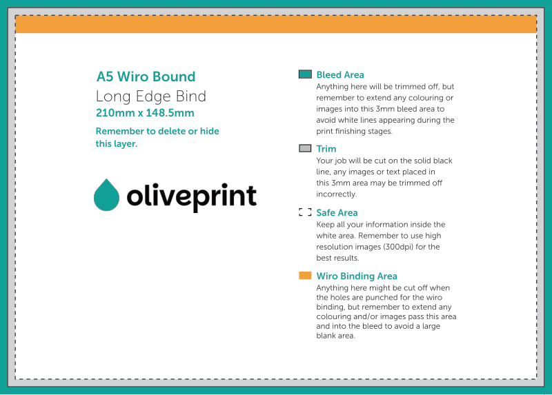 Brochures & Booklets: Wiro Bound Brochure – A5 / Long Edge Bind / Landscape artwork template preview