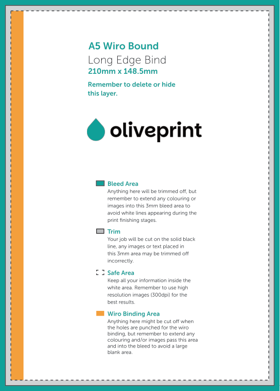 Brochures & Booklets: Wiro Bound Brochure – A5 / Long Edge Bind / Portrait artwork template preview