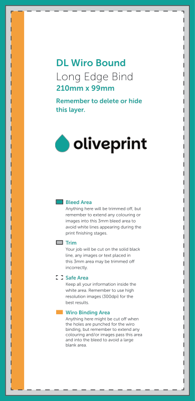 Brochures & Booklets: Wiro Bound Brochure – DL / Long Edge Bind / Portrait artwork template preview