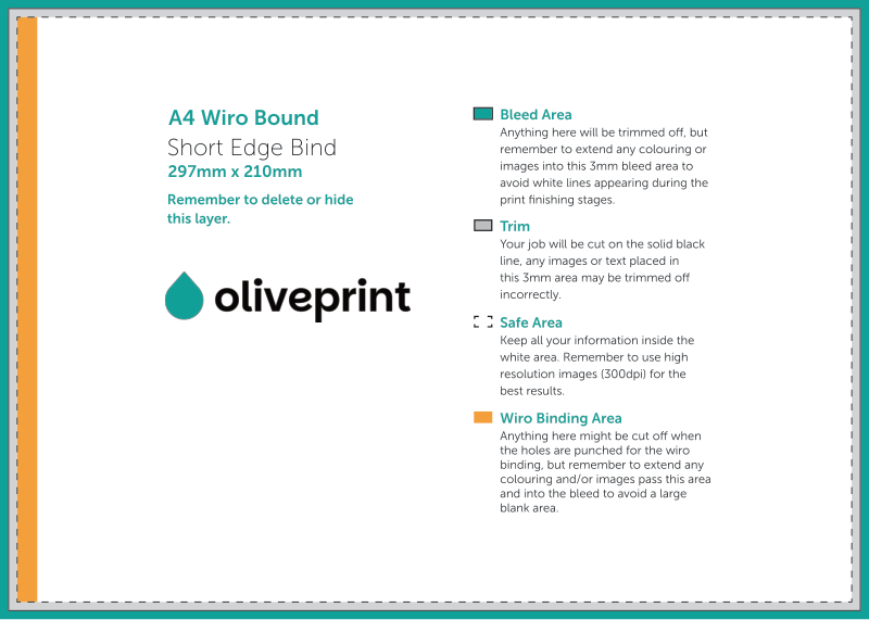Brochures & Booklets: Wiro Bound Brochure – A4 / Short Edge Bind / Landscape artwork template preview