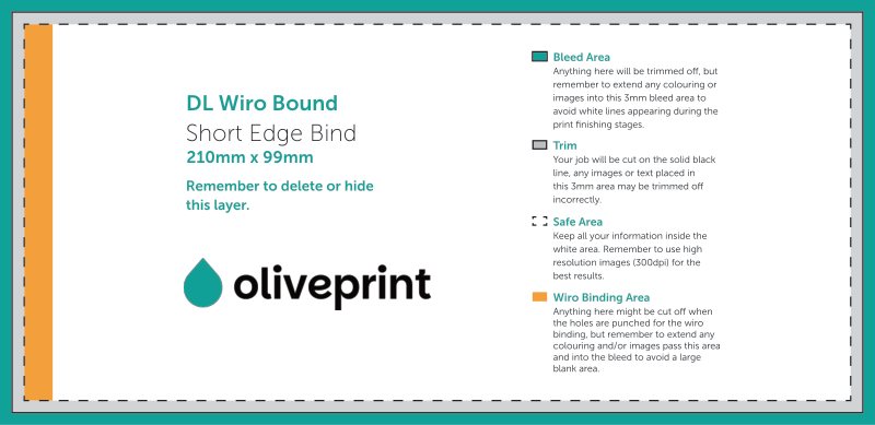 Brochures & Booklets: Wiro Bound Brochure – DL / Short Edge Bind / Landscape artwork template preview