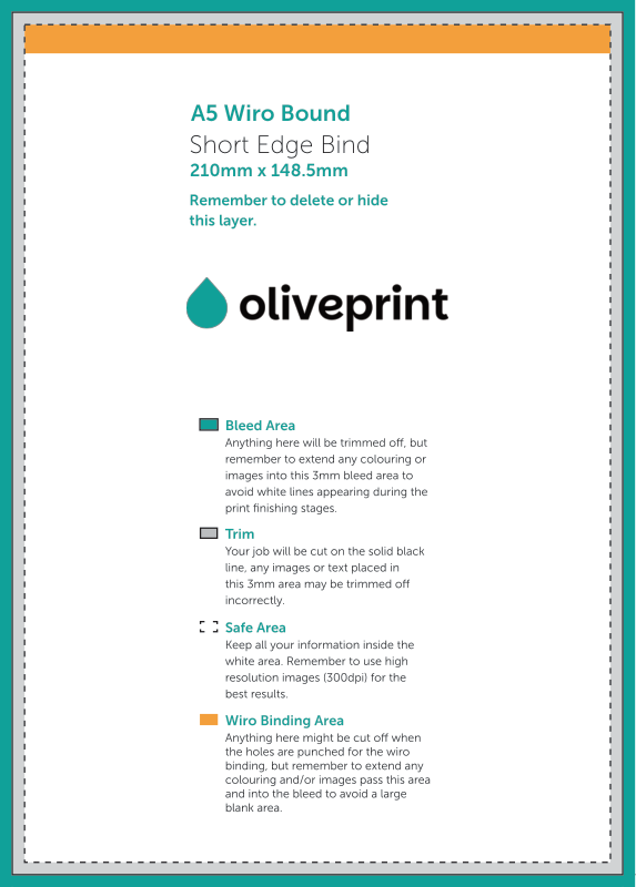 Brochures & Booklets: Wiro Bound Brochure – A5 / Short Edge Bind / Portrait artwork template preview