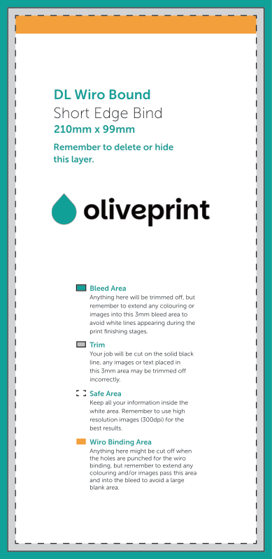 Brochures & Booklets: Wiro Bound Brochure – DL / Short Edge Bind / Portrait artwork template preview