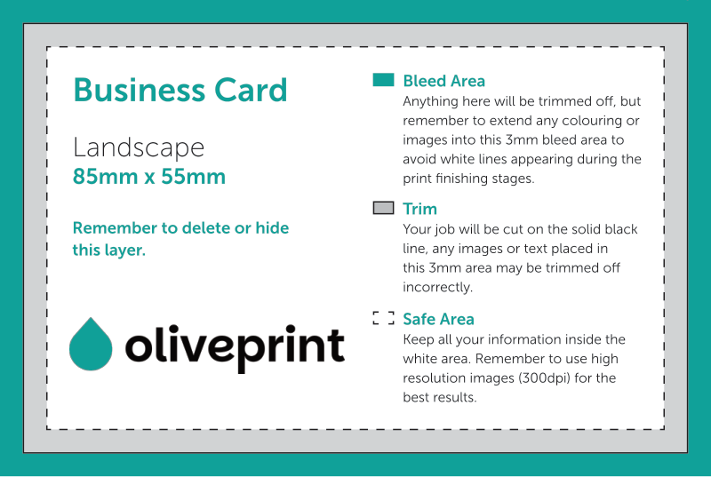 Business Cards: 85 x 55 mm (Standard) – Landscape / Double Sided artwork template preview