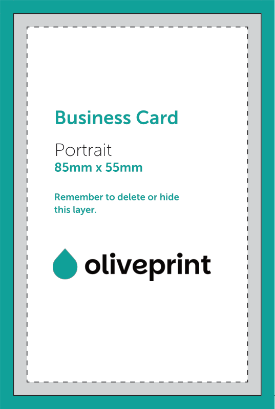 Business Cards: 85 x 55 mm (Standard) – Portrait / Single Sided artwork template preview