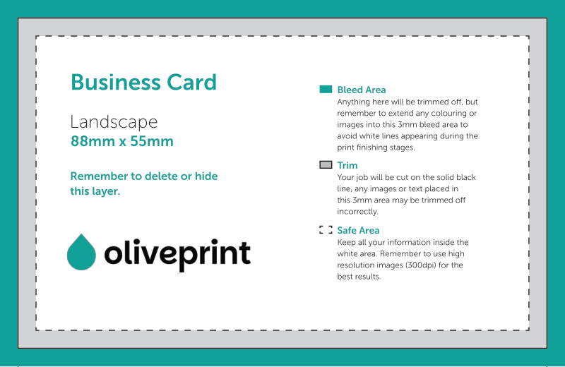 Business Cards: 88 x 55 mm (Alternative) – Landscape / Single Sided artwork template preview