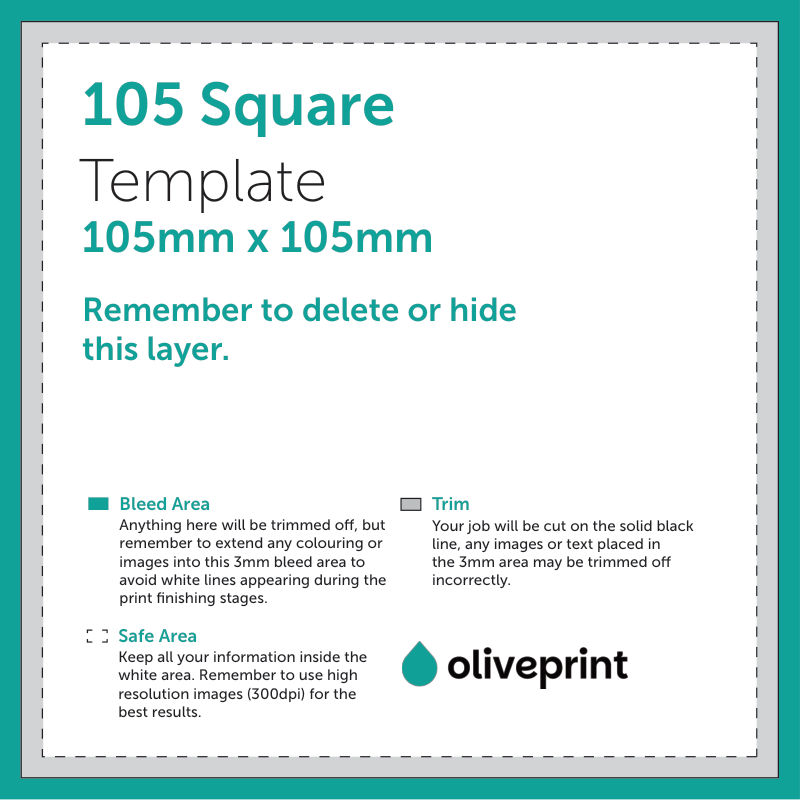 Flyers & Leaflets: 105 mm x 105 mm (Square) artwork template preview
