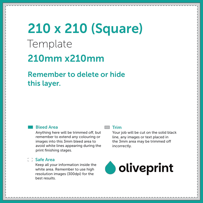 Flyers & Leaflets: 210 mm x 210 mm (Square) artwork template preview