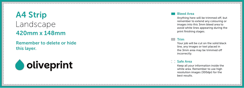 Flyers & Leaflets: A4 Strip – Landscape / Single Sided artwork template preview