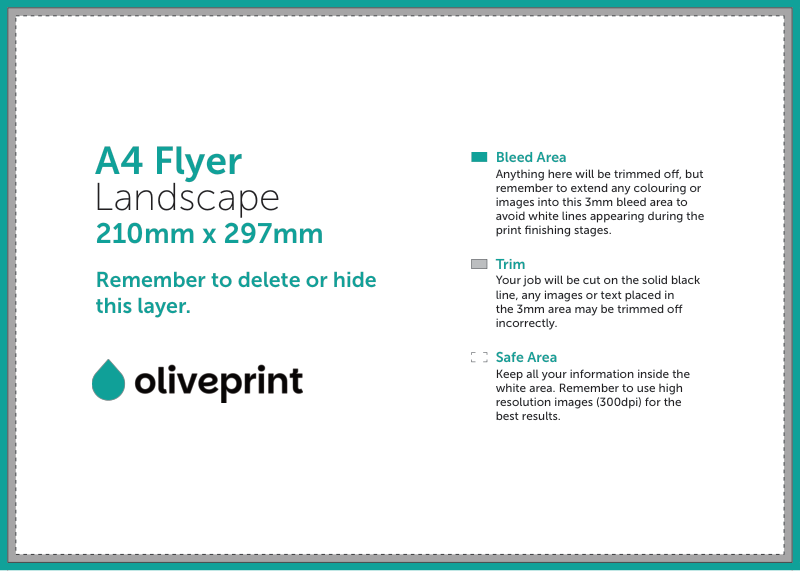 Flyers & Leaflets: A4 – Landscape / Single Sided artwork template preview
