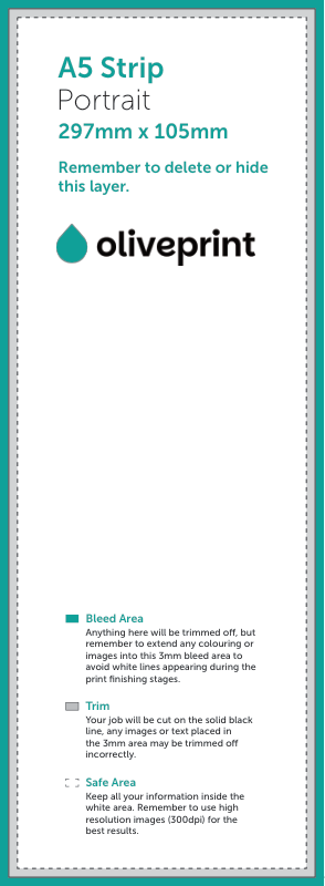 Flyers & Leaflets: A5 Strip – Portrait / Single Sided artwork template preview