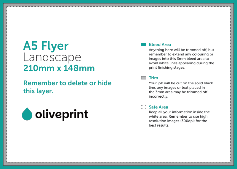 Flyers & Leaflets: A5 – Landscape / Double Sided artwork template preview