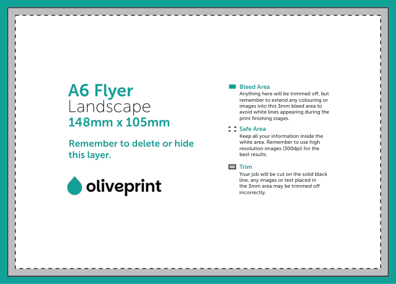 Flyers & Leaflets: A6 – Landscape / Double Sided artwork template preview