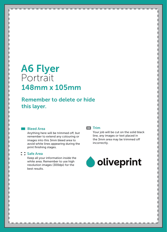 Flyers & Leaflets: A6 – Portrait / Double Sided artwork template preview