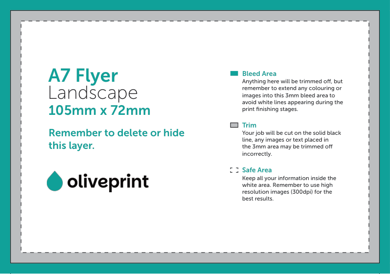 Flyers & Leaflets: A7 – Landscape / Single Sided artwork template preview