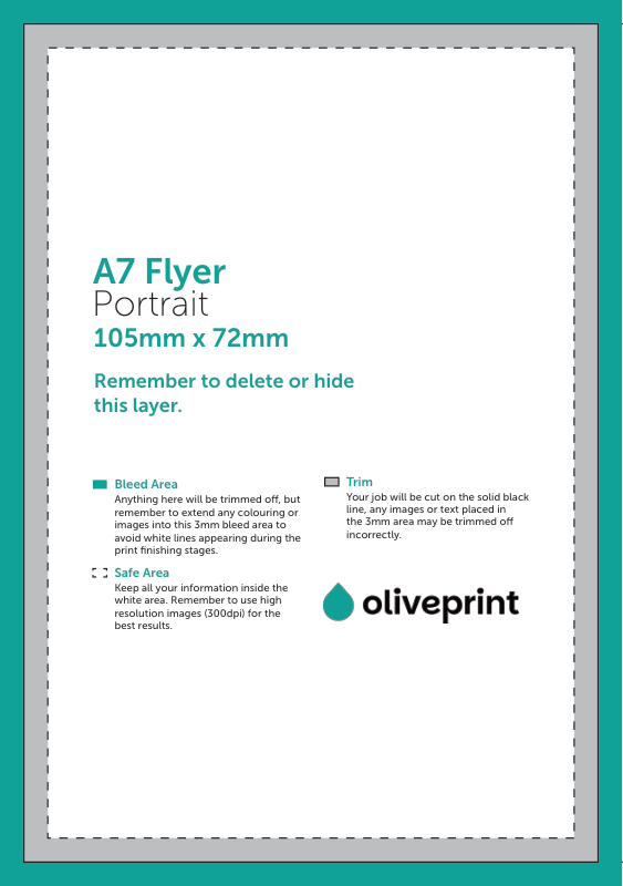 Flyers & Leaflets: A7 – Portrait / Single Sided artwork template preview