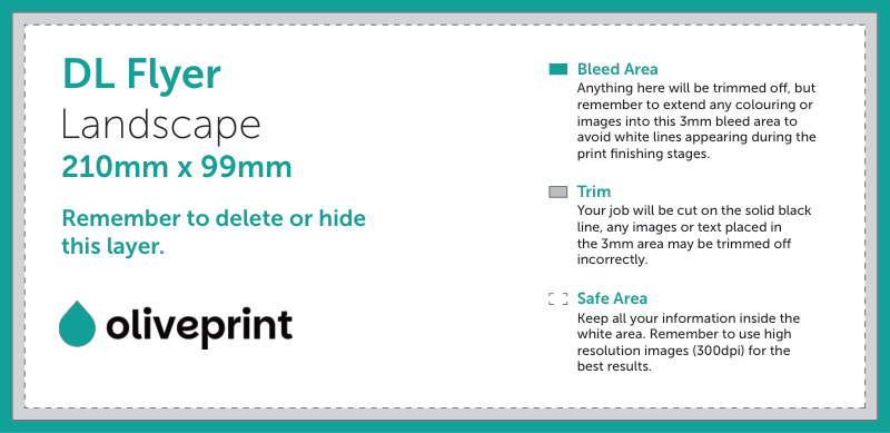 Flyers & Leaflets: DL – Landscape / Double Sided artwork template preview