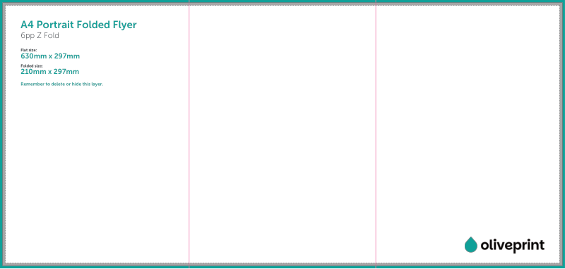 Folded Flyers & Leaflets: 630 x 297mm Unfolded – 6pp A4 (Z Fold) artwork template preview