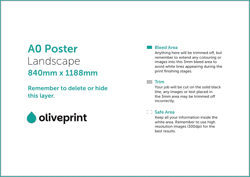 Posters: A0 – Landscape artwork template preview