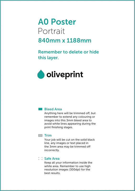Posters: A0 – Portrait artwork template preview