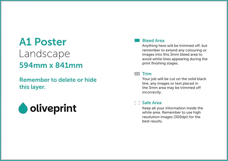 Posters: A1 – Landscape artwork template preview