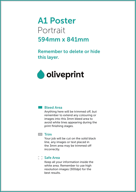 Posters: A1 – Portrait artwork template preview
