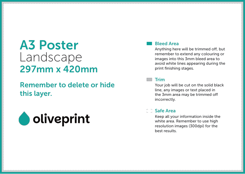 Posters: A3 – Landscape artwork template preview