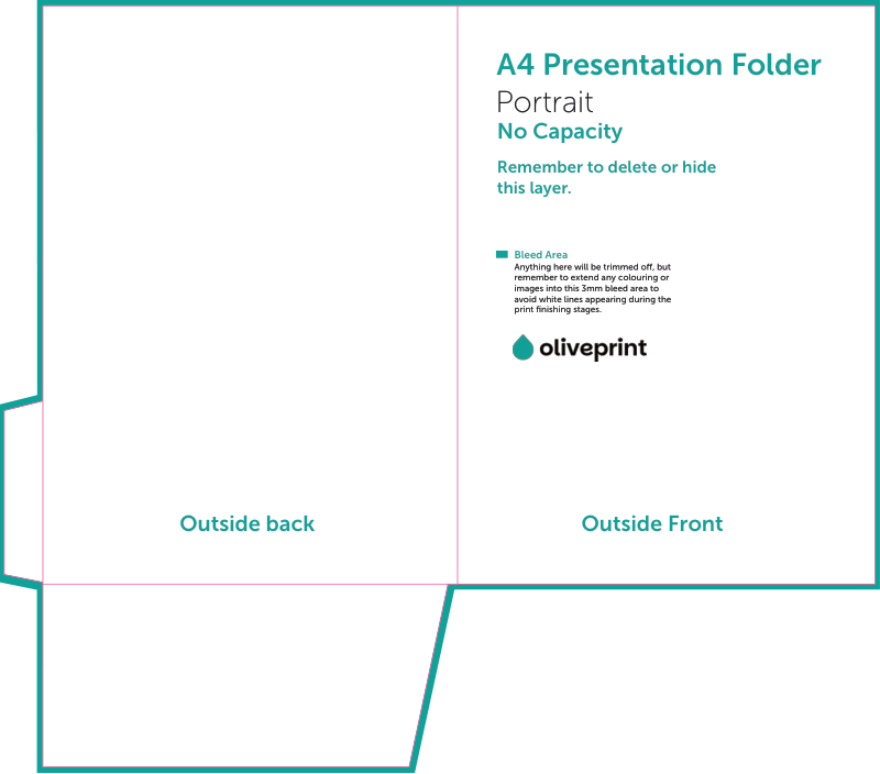 Presentation Folders: A4 (no capacity or business card slits) – Single Sided artwork template preview