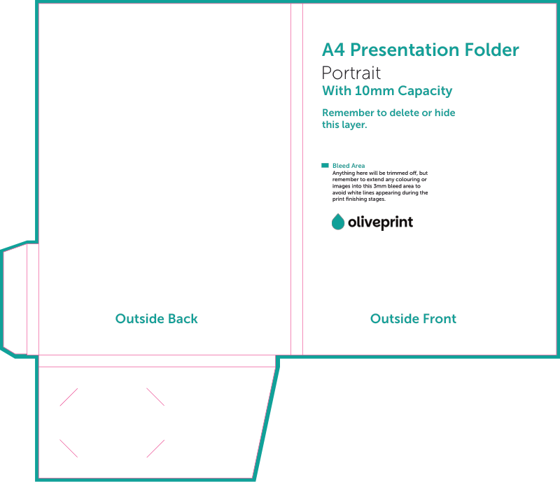 Presentation Folders: A4 with 10mm Capacity & Business Card Slits – A4 10mm Capacity Folder double sided artwork template preview