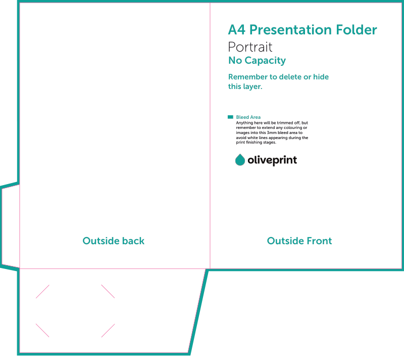 Presentation Folders: A4 with Business Card Slits (no capacity) – Single Sided artwork template preview