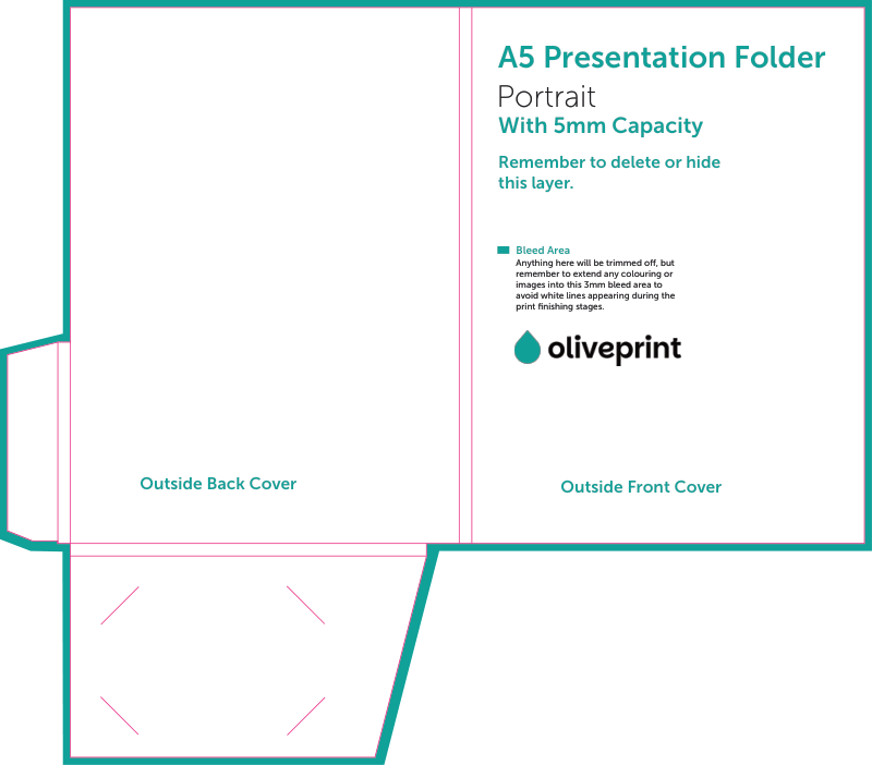 Presentation Folders: A5 with 5mm Capacity & Business Card Slits – A5 Folder 5mm Capacity double sided artwork template preview