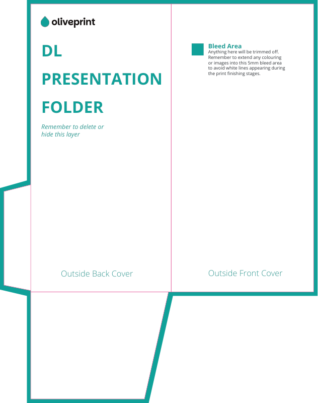 Presentation Folders: DL (no capacity or business card slits) – Single Sided artwork template preview