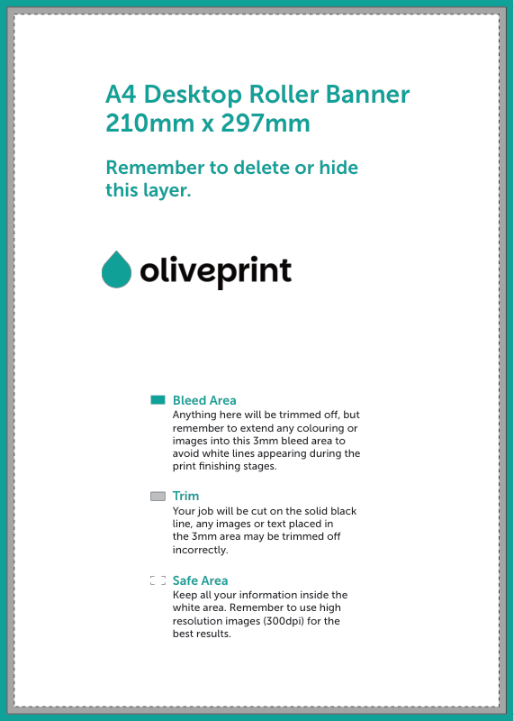 Roller Banners: A4 Desktop Roller Banner artwork template preview