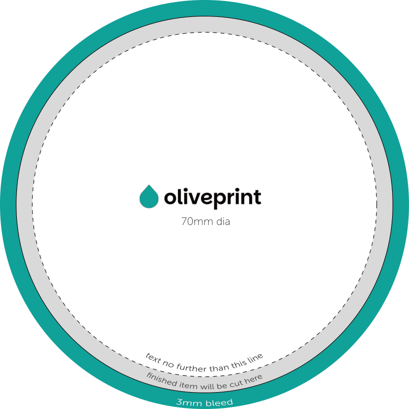 Stickers & Labels: Circle Stickers on Rolls – 70mm artwork template preview