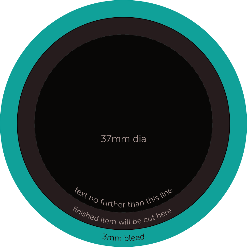 Stickers & Labels: Circle Stickers on Sheets & Rectangle Individual – 37mm artwork template preview