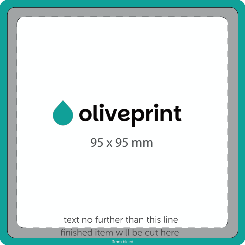 Stickers & Labels: Square Stickers on Rolls – 95 x 95 artwork template preview