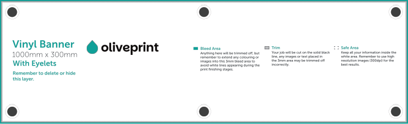 Vinyl Banners: 1000mm – 1000 X 300 artwork template preview