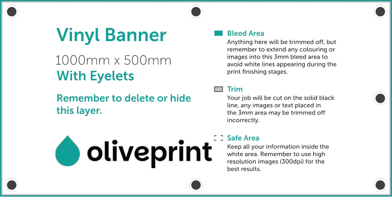 Vinyl Banners: 1000mm – 1000 X 500 artwork template preview