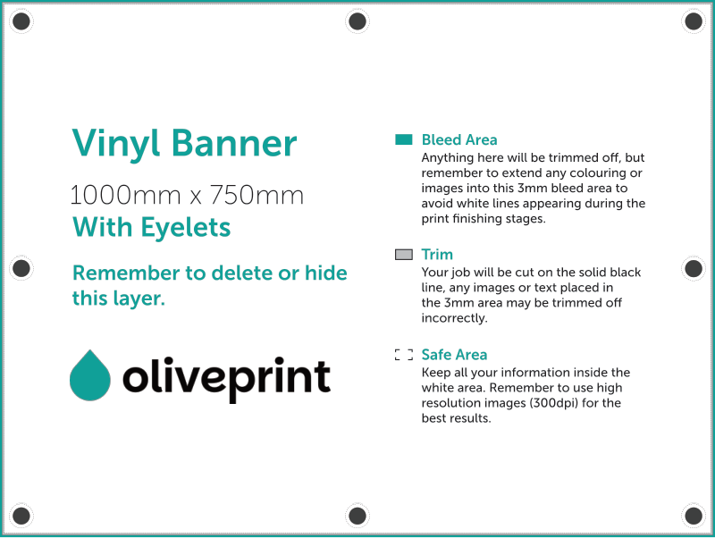 Vinyl Banners: 1000mm – 1000 X 750 artwork template preview