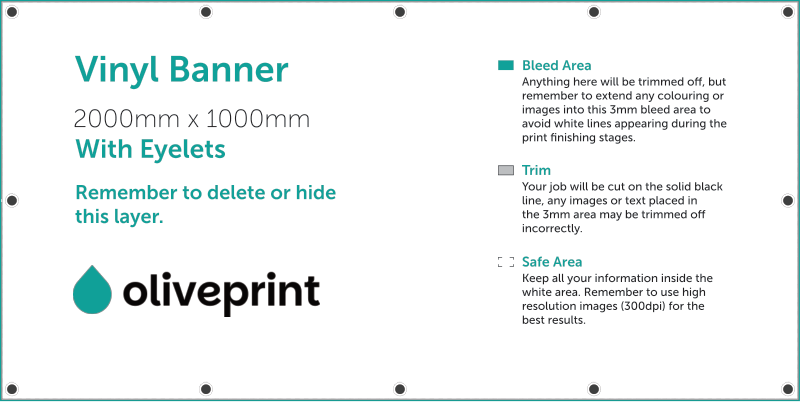 Vinyl Banners: 2000mm – 2000 x 1000 artwork template preview