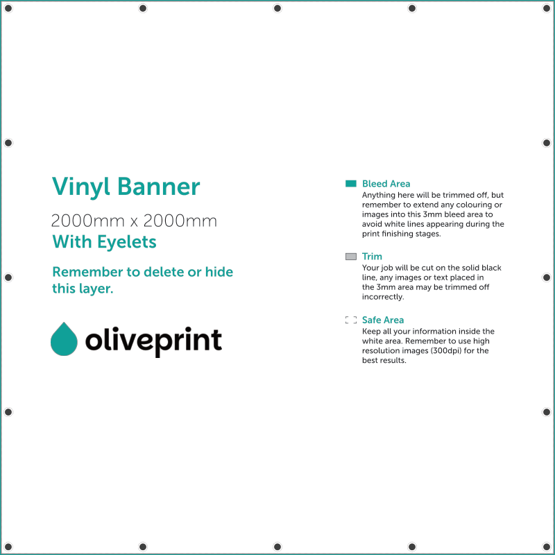 Vinyl Banners: 2000mm – 2000 x 2000 artwork template preview