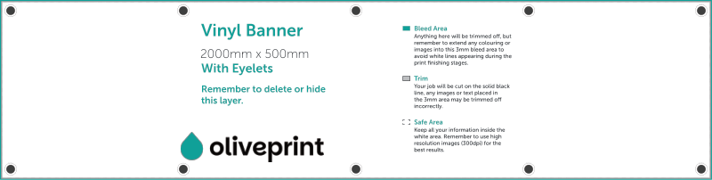 Vinyl Banners: 2000mm – 2000 x 500 artwork template preview