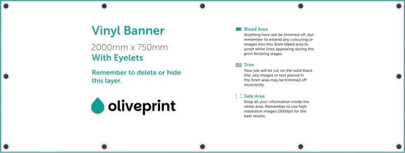 Vinyl Banners: 2000mm – 2000 x 750 artwork template preview